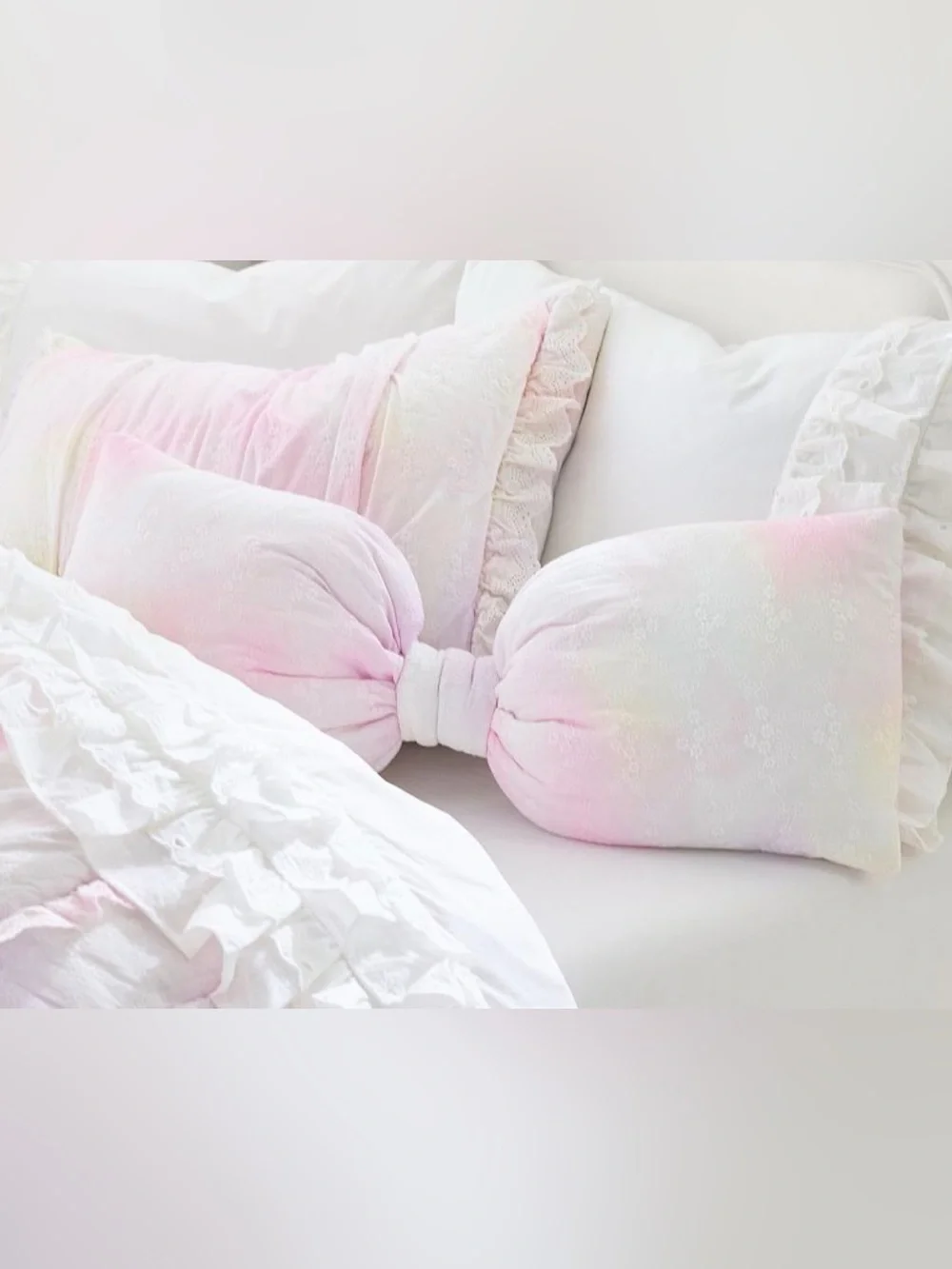 Pottery Barn Teen LoveShackFancy Oversized Tye Dye Bow Accent Pillow NWT
